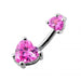 Jewelled Hearts Spinal Belly Button Ring - Monster Piercing