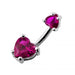 Jewelled Hearts Spinal Belly Button Ring - Monster Piercing