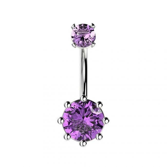 Round Jewelled Spinal Belly Ring - Monster Piercing