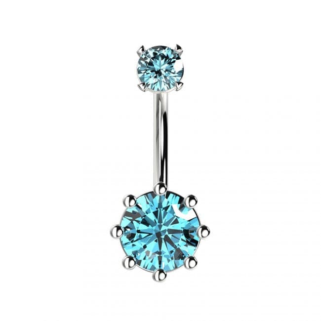 Round Jewelled Spinal Belly Ring - Monster Piercing