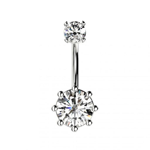 Round Jewelled Spinal Belly Ring - Monster Piercing