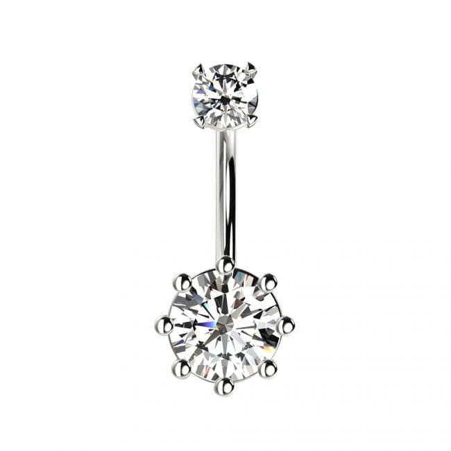 Round Jewelled Spinal Belly Ring - Monster Piercing