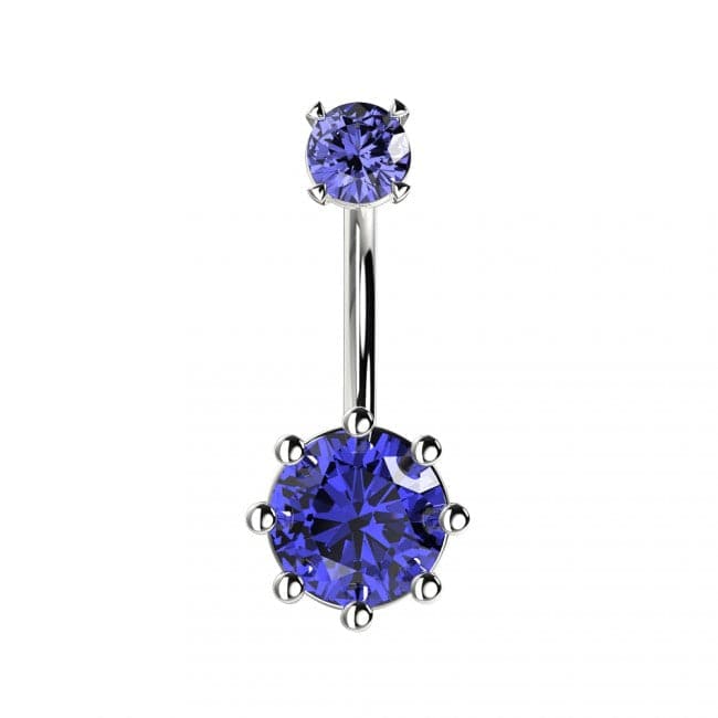 Round Jewelled Spinal Belly Ring - Monster Piercing