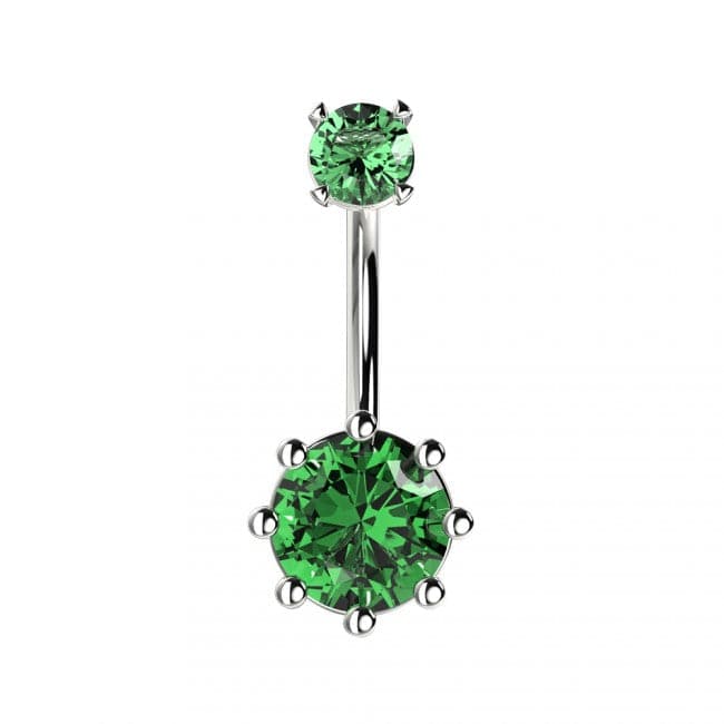 Round Jewelled Spinal Belly Ring - Monster Piercing