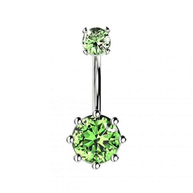 Round Jewelled Spinal Belly Ring - Monster Piercing