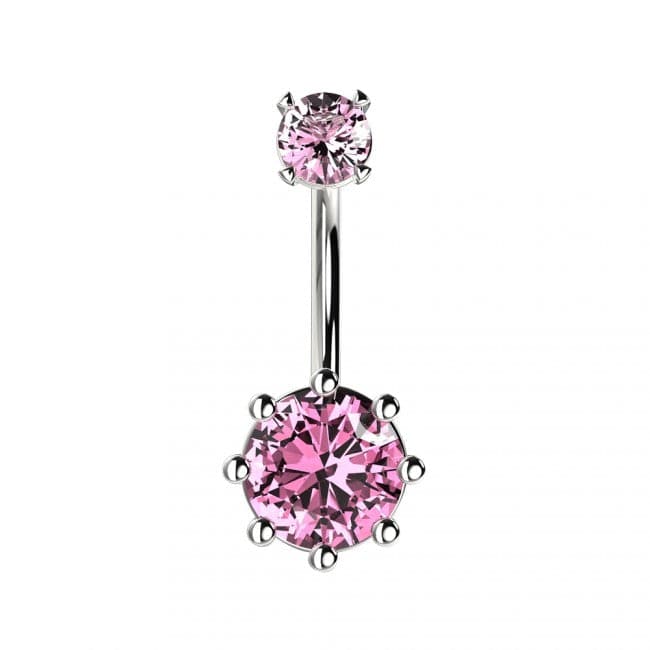 Round Jewelled Spinal Belly Ring - Monster Piercing