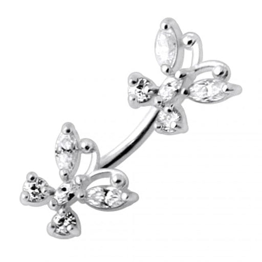 Jewelled Butterflies Spinal Belly Ring - Monster Piercing