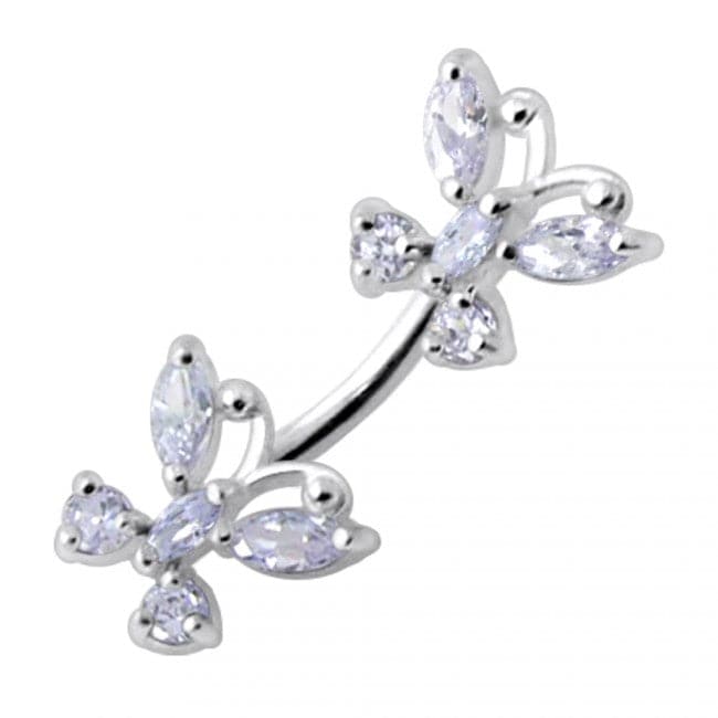 Jewelled Butterflies Spinal Belly Ring - Monster Piercing