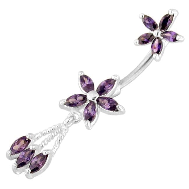 Jewelled Flower Dangling Spinal Ring - Monster Piercing