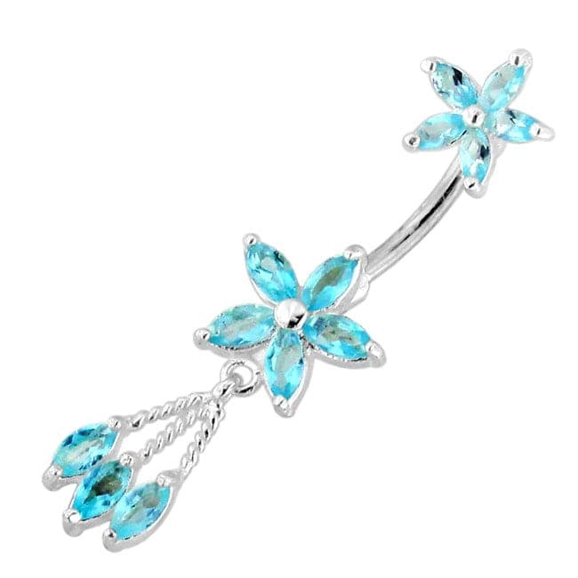 Jewelled Flower Dangling Spinal Ring - Monster Piercing