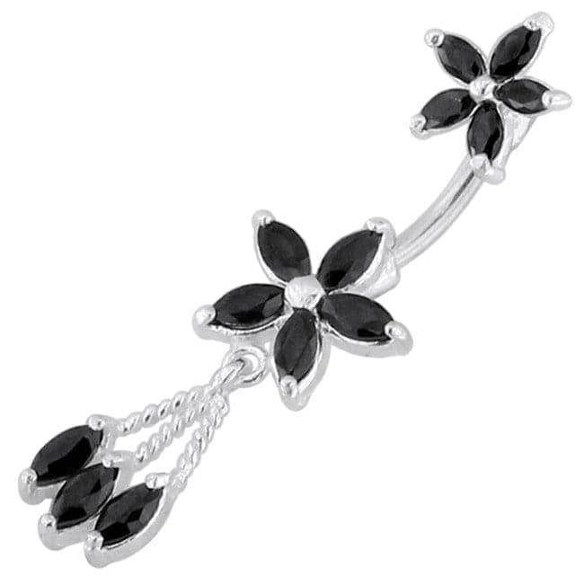 Jewelled Flower Dangling Spinal Ring - Monster Piercing