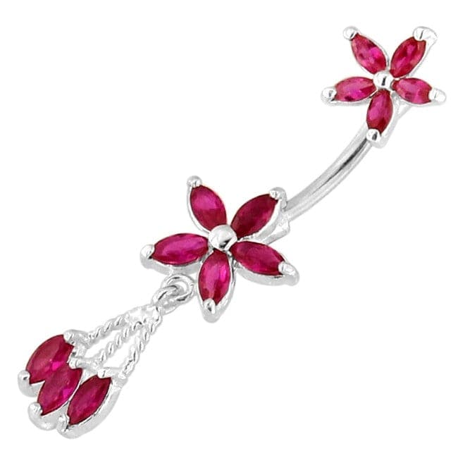 Jewelled Flower Dangling Spinal Ring - Monster Piercing