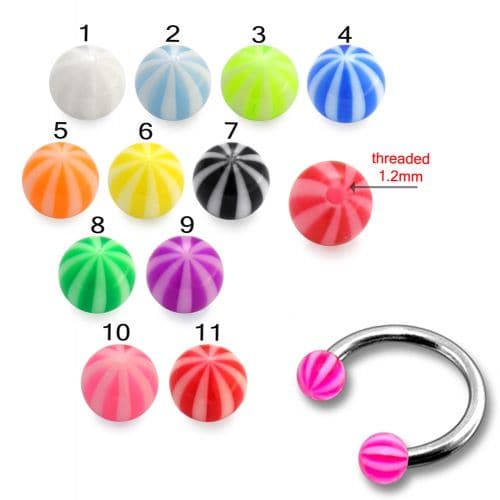 CBB Eyebrow Lip Piercing Ring With Multi Color UV Balls (Pack of 10) - Monster Piercing