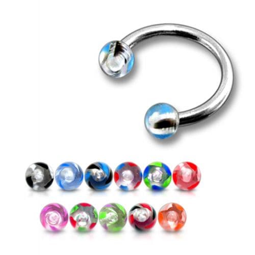 ASteelorted Color 316L Surgical Steel Circular Barbell with 3MM UV Balls (Pack of 10) - Monster Piercing