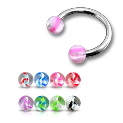 Steel Circular Barbells with Mixed UV Balls Body Jewelry (Pack of 10) - Monster Piercing