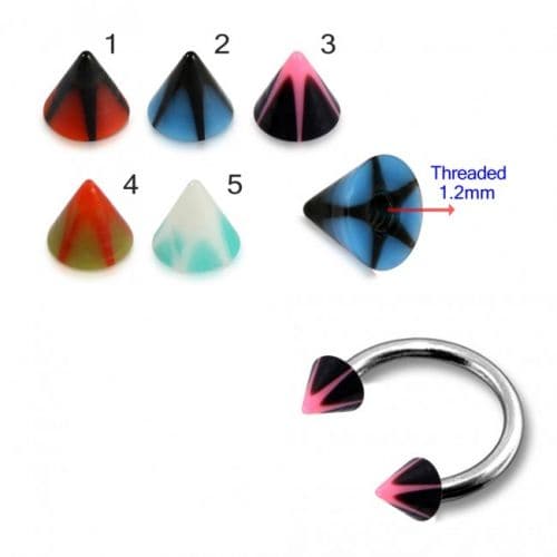 Eyebrow CBB Piercing Ring With UV Fancy Colorful Long Star Cone (Pack of 10) - Monster Piercing