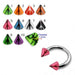 Eyebrow Piercing Ring CBB With UV Fancy Colorful Peace Sign Cone (Pack of 10) - Monster Piercing