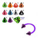 UV Circular Barbells CBB with UV Fancy Colorful Peace Sign Cones (Pack of 10) - Monster Piercing