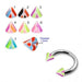 Eyebrow Piercing Ring With UV Fancy Colorful Multi Layer Triangles Cone (Pack of 10) - Monster Piercing