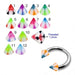 Eyebrow Piercing Ring With UV Fancy Colorful Checker Cone (Pack of 10) - Monster Piercing