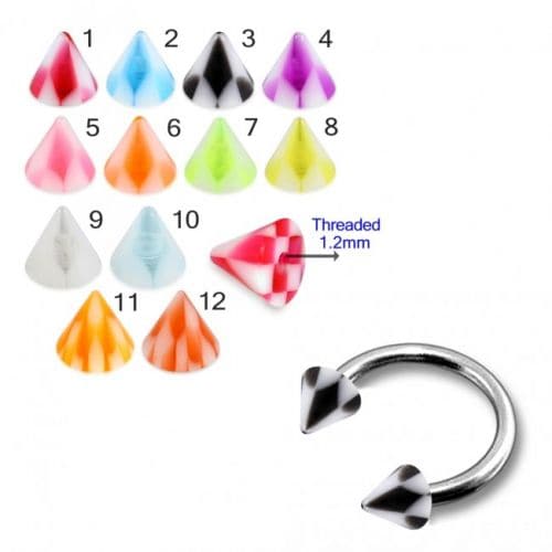 Eyebrow Piercing Ring With Attractive Colors of UV Fancy Cone (Pack of 10) - Monster Piercing