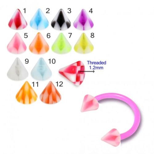 UV Circular Barbells with Attractive Colors of UV Fancy Color Cones (Pack of 10) - Monster Piercing