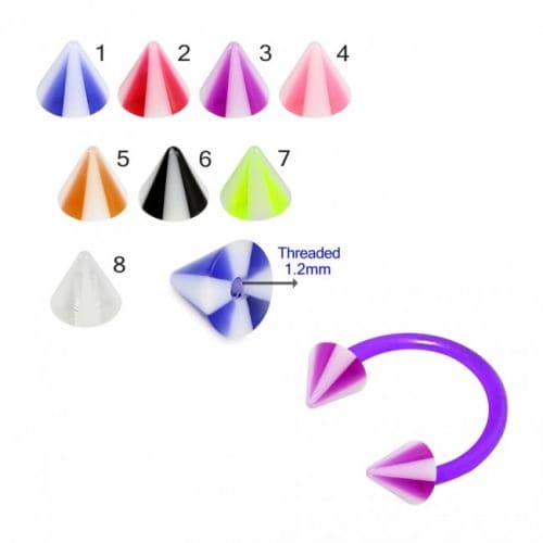 UV Acrylic Circular Barbells with UV Piercing Fancy Cones (Pack of 10) - Monster Piercing