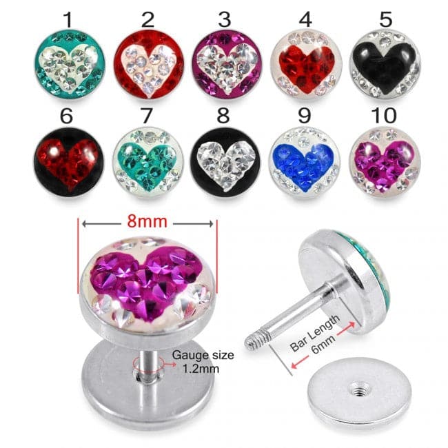 Crystal Heart Epoxy Stud Earring - Monster Piercing