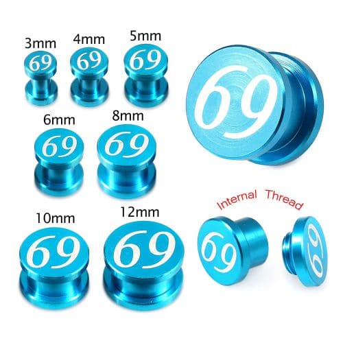 Printed Blue Anodized Aluminium Internally Threaded Flesh Tunnel - Monster Piercing