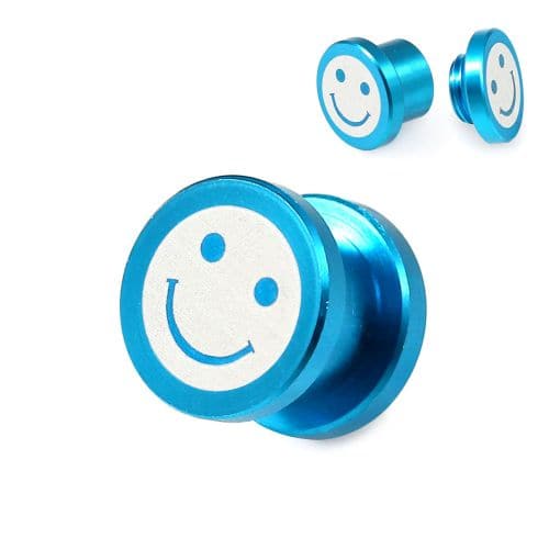 Printed Blue Anodized Aluminium Internally Threaded Flesh Tunnel - Monster Piercing