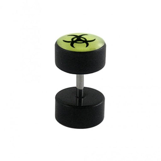 Fake Ear Plug with Glow in the Dark Logo - Monster Piercing