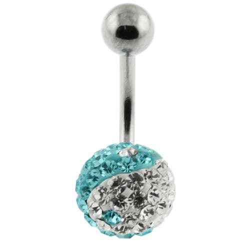 Yin & Yang Crystal Stone Belly Ring - Monster Piercing