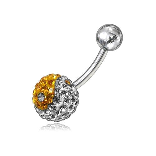 Yin & Yang Crystal Stone Belly Ring - Monster Piercing