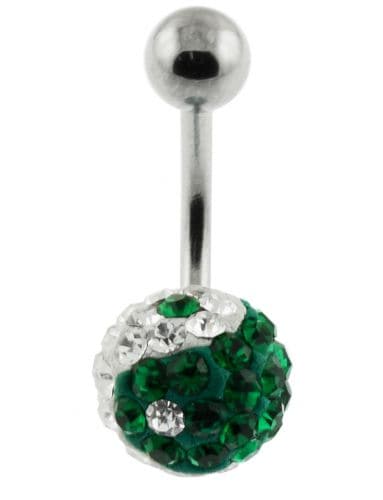 Yin & Yang Crystal Stone Belly Ring - Monster Piercing