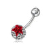 Red Star Crystal Stone Belly Ring - Monster Piercing