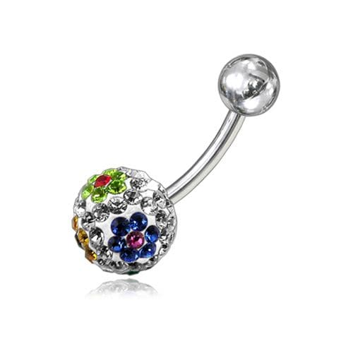 Crystal Flower Belly Ring - Monster Piercing