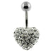 Crystal Stone Heart Steel Navel Ring - Monster Piercing