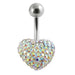 Crystal Stone Heart Steel Navel Ring - Monster Piercing