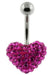 Crystal Stone Heart Steel Navel Ring - Monster Piercing