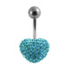 Crystal Stone Heart Steel Navel Ring - Monster Piercing