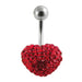 Crystal Stone Heart Steel Navel Ring - Monster Piercing