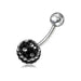 Black and Clear Crystal Belly Ring - Monster Piercing