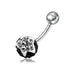 Clear and Black Crystal Belly Ring - Monster Piercing