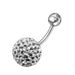 Crystal Stone Studded Steel Belly Ring - Monster Piercing