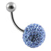 Crystal Stone Studded Steel Belly Ring - Monster Piercing