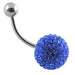 Crystal Stone Studded Steel Belly Ring - Monster Piercing