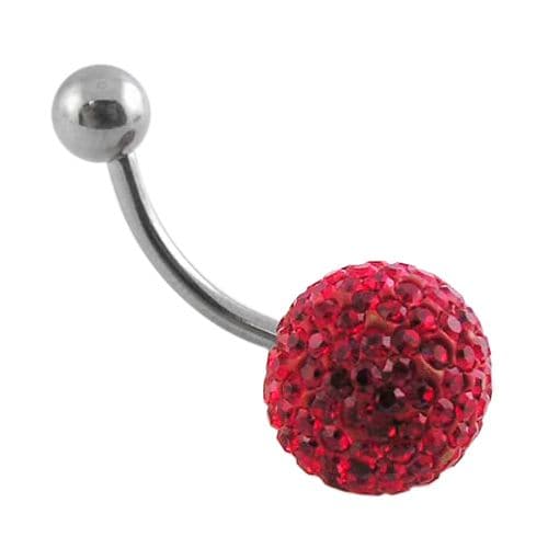 Crystal Stone Studded Steel Belly Ring - Monster Piercing