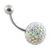 Crystal Stone Studded Steel Belly Ring - Monster Piercing