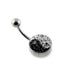 Crystal Stone Studded Flat Steel Belly Ring - Monster Piercing