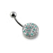 Crystal Stone Studded Flat Steel Belly Ring - Monster Piercing